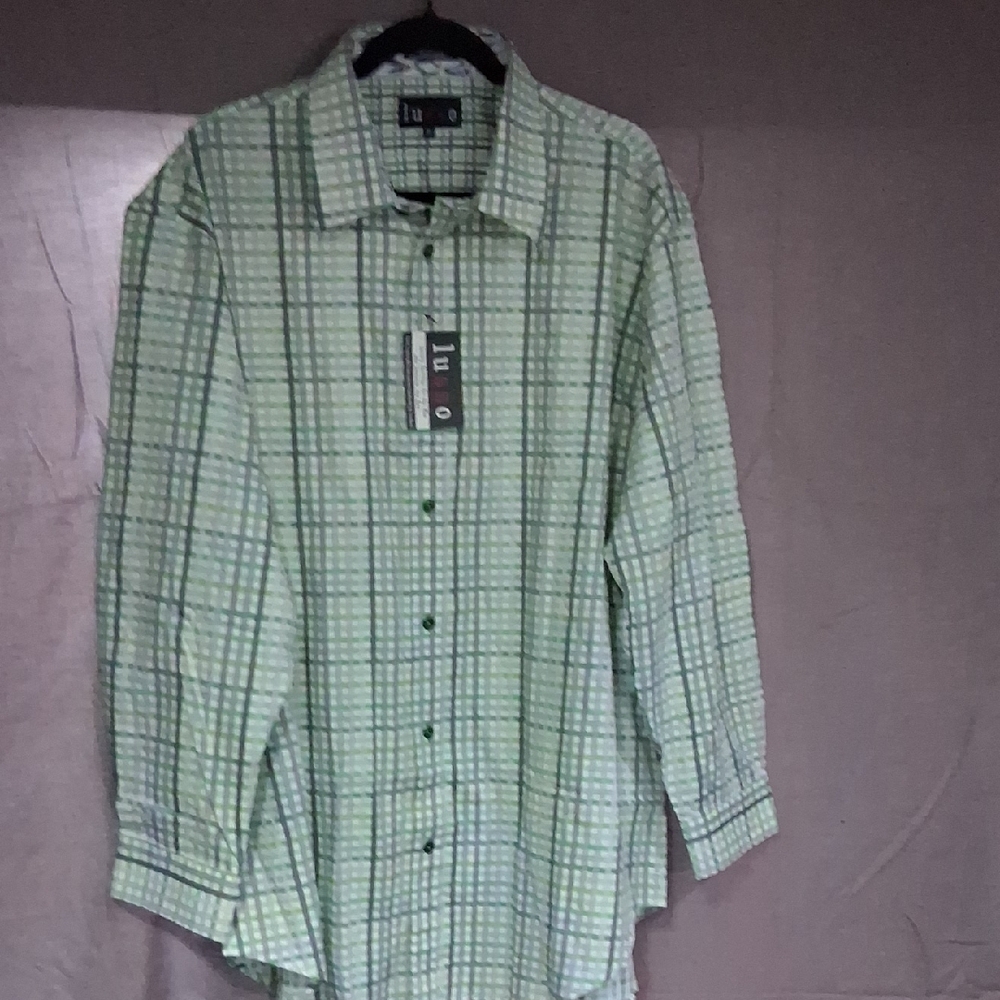 Green Plaid Men's Shirt Size XL.